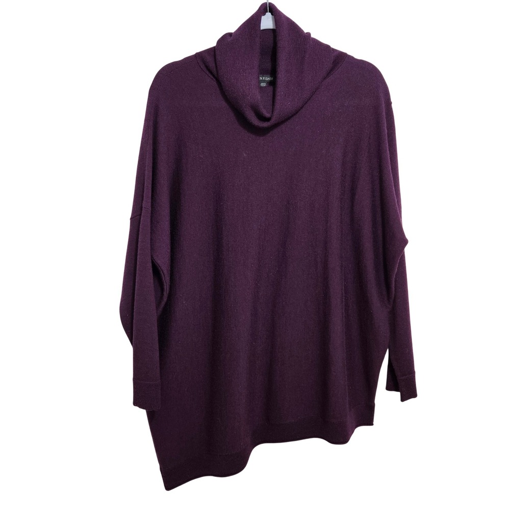 Eileen Fisher 100% Merino Wool Sweater Relaxed Quiet Luxury Minimalist Purple M
